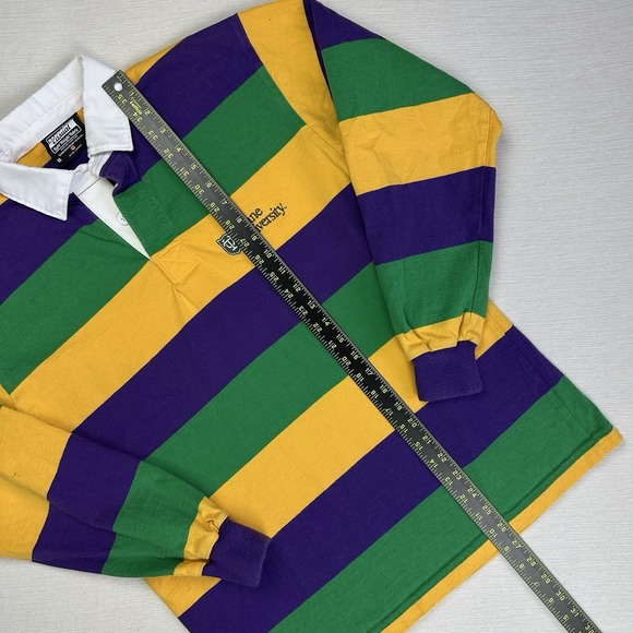 Vtg Tulane University Rugby Polo Shirt Men M Barbarian Casual Cotton Striped - Picture 6 of 9